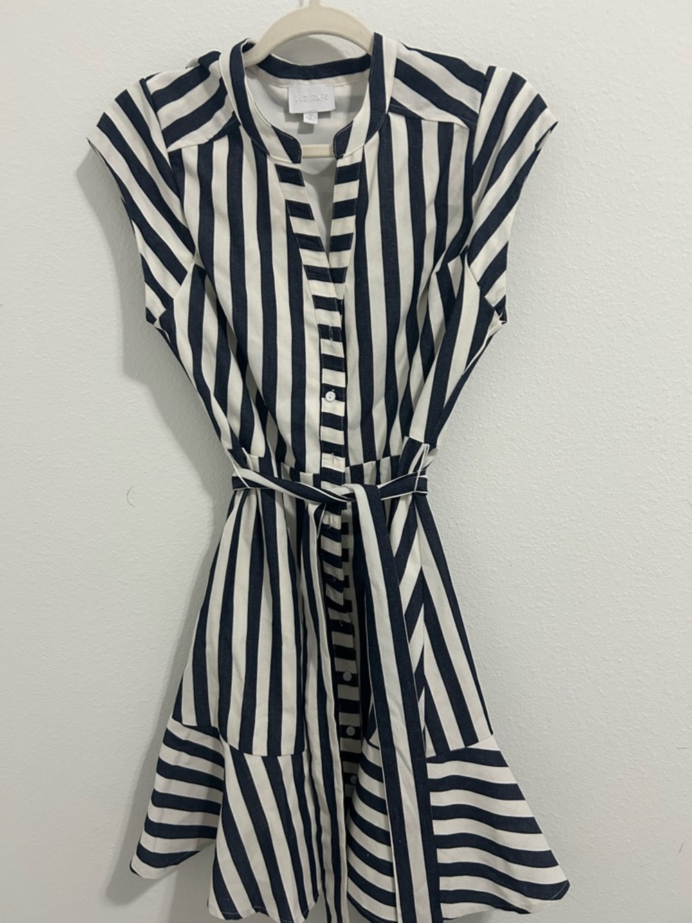 Sugarlips Navy & White Striped Button-Front Mini Dress